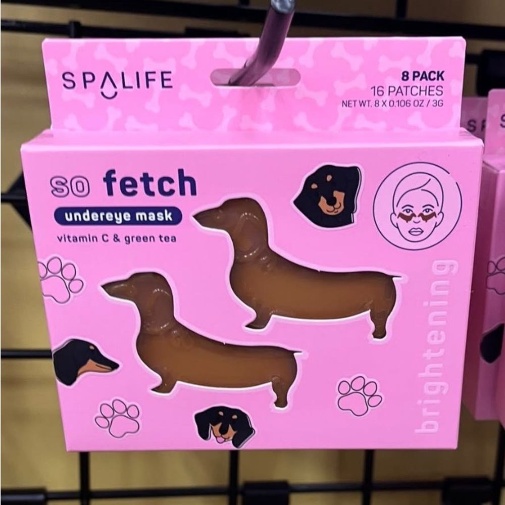 SpaLife “So Fetch” Dachshund, wiener dog, under eye mask 8 pack (16 patches) NEW